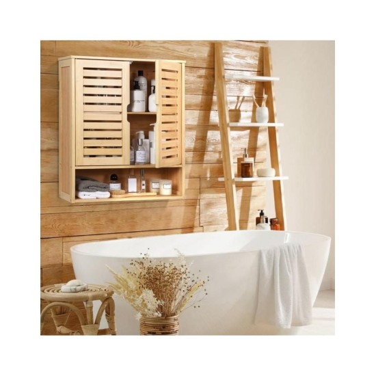 SR222 Louvred Bamboo Cabinet with Open Base image