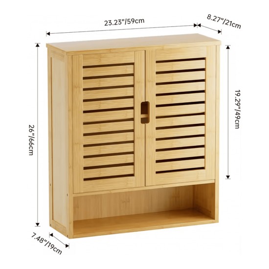 SR222 Louvred Bamboo Cabinet with Open Base image