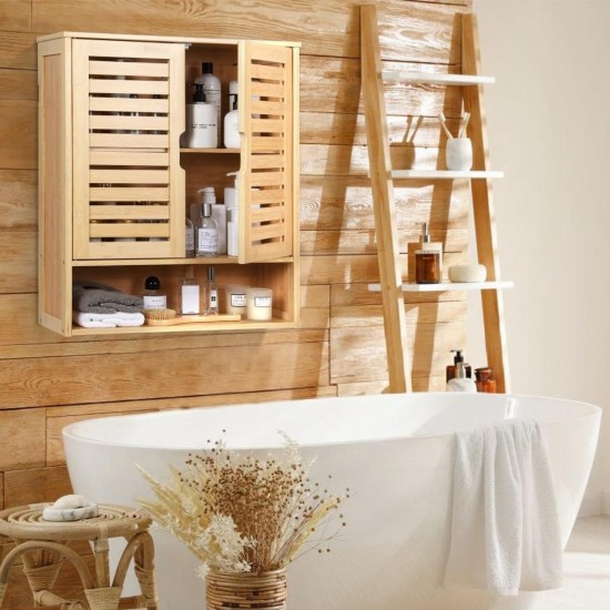 Showing image for SR222 Louvred Bamboo Cabinet with Open Base SR222 Louvred Bamboo Cabinet with Open Base image