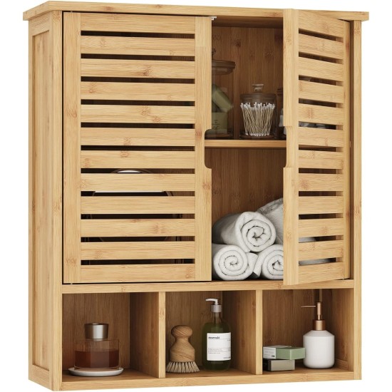 Showing image for SR223 Louvred Cabinet, 2 Shelves and 3 Compartments SR223 Louvred Cabinet, 2 Shelves and 3 Compartments Furniture, Kitchen and bathroom furniture, Bamboo furniture, Bathroom furniture, Wall Shelves and Cabinets image