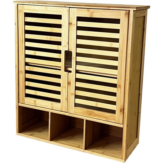 Showing image for SR223 Louvred Cabinet, 2 Shelves and 3 Compartments SR223 Louvred Cabinet, 2 Shelves and 3 Compartments Furniture, Kitchen and bathroom furniture, Bamboo furniture, Bathroom furniture, Wall Shelves and Cabinets image