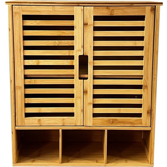 Showing image for SR223 Louvred Cabinet, 2 Shelves and 3 Compartments SR223 Louvred Cabinet, 2 Shelves and 3 Compartments Furniture, Kitchen and bathroom furniture, Bamboo furniture, Bathroom furniture, Wall Shelves and Cabinets image