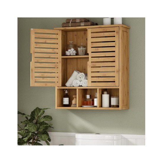 Showing image for SR223 Louvred Cabinet, 2 Shelves and 3 Compartments SR223 Louvred Cabinet, 2 Shelves and 3 Compartments Furniture, Kitchen and bathroom furniture, Bamboo furniture, Bathroom furniture, Wall Shelves and Cabinets image