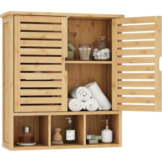 Showing image for SR223 Louvred Cabinet, 2 Shelves and 3 Compartments SR223 Louvred Cabinet, 2 Shelves and 3 Compartments Furniture, Kitchen and bathroom furniture, Bamboo furniture, Bathroom furniture, Wall Shelves and Cabinets image