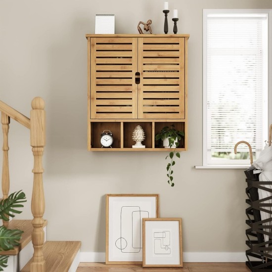 Showing image for SR223 Louvred Cabinet, 2 Shelves and 3 Compartments SR223 Louvred Cabinet, 2 Shelves and 3 Compartments Furniture, Kitchen and bathroom furniture, Bamboo furniture, Bathroom furniture, Wall Shelves and Cabinets image