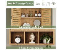 Showing image for SR223 Louvred Cabinet, 2 Shelves and 3 Compartments SR223 Louvred Cabinet, 2 Shelves and 3 Compartments Furniture, Kitchen and bathroom furniture, Bamboo furniture, Bathroom furniture, Wall Shelves and Cabinets image