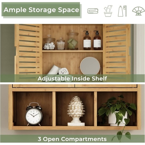 Showing image for SR223 Louvred Cabinet, 2 Shelves and 3 Compartments SR223 Louvred Cabinet, 2 Shelves and 3 Compartments Furniture, Kitchen and bathroom furniture, Bamboo furniture, Bathroom furniture, Wall Shelves and Cabinets image