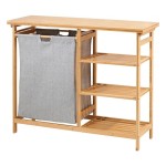 SR314 Laundry Basket Unit with Three Shelves, Bamboo