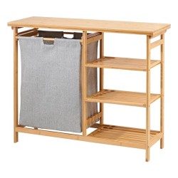 SR314 Laundry Basket Unit with Three Shelves, Bamboo