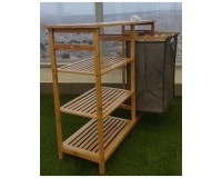 SR314 Laundry Basket Unit with Three Shelves, Bamboo Furniture, Kitchen and bathroom furniture, Bamboo furniture, Bathroom furniture image