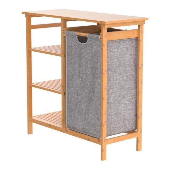 SR314 Laundry Basket Unit with Three Shelves, Bamboo Furniture, Kitchen and bathroom furniture, Bamboo furniture, Bathroom furniture image