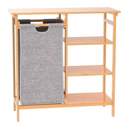 SR314 Laundry Basket Unit with Three Shelves, Bamboo Furniture, Kitchen and bathroom furniture, Bamboo furniture, Bathroom furniture image