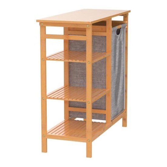 SR314 Laundry Basket Unit with Three Shelves, Bamboo Furniture, Kitchen and bathroom furniture, Bamboo furniture, Bathroom furniture image