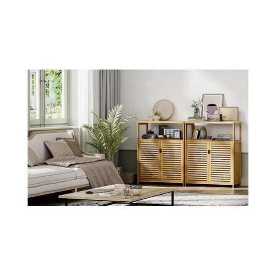SR335 Two Door Bamboo Bathroom Unit, 60 cm Furniture, Kitchen and bathroom furniture, Bamboo furniture, Bathroom furniture image