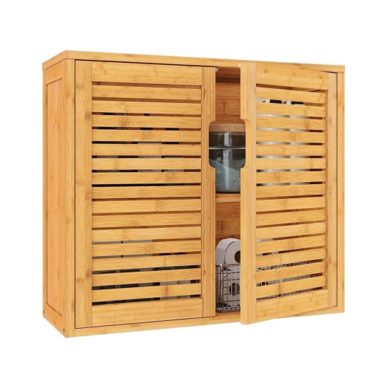 Showing image for SR336 Two Door Wall Cabinet, Bamboo, 59 cm SR336 Two Door Wall Cabinet, Bamboo, 59 cm Furniture, Kitchen and bathroom furniture, Bamboo furniture, Bathroom furniture, Wall Shelves and Cabinets image