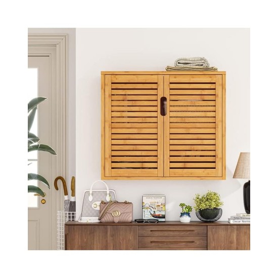Showing image for SR336 Two Door Wall Cabinet, Bamboo, 59 cm SR336 Two Door Wall Cabinet, Bamboo, 59 cm Furniture, Kitchen and bathroom furniture, Bamboo furniture, Bathroom furniture, Wall Shelves and Cabinets image