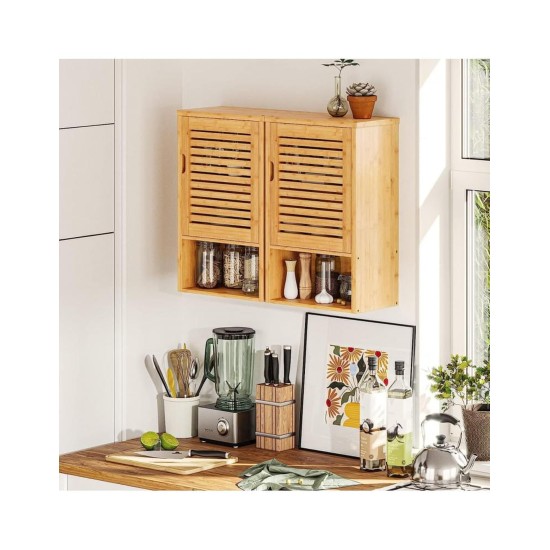 SR339 Bamboo Wall Cabinet with Open Shelf image