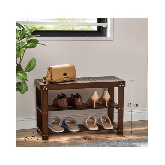 SRB2 Bamboo Shoe Bench with 3 Shelves Furniture, Entrance Hall Cabinets, Entrance Hall Cabinets, Bamboo furniture image
