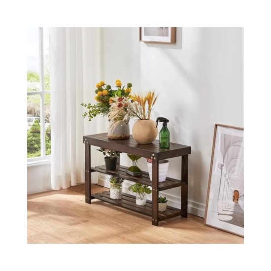 SRB2 Bamboo Shoe Bench with 3 Shelves Furniture, Entrance Hall Cabinets, Entrance Hall Cabinets, Bamboo furniture image