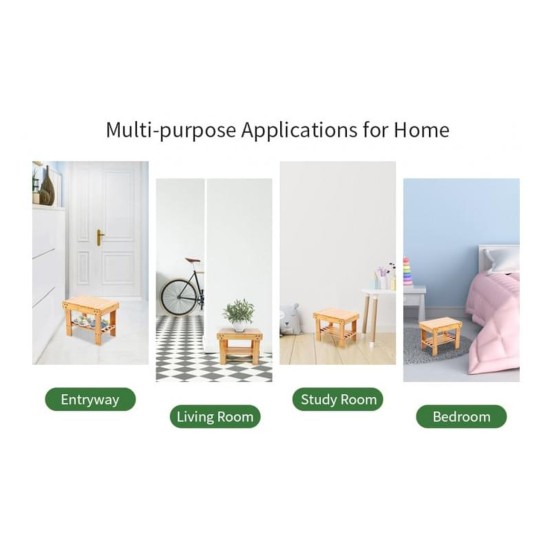 SRB3 Bamboo Bathroom Stool with Shelf Furniture, Kitchen and bathroom furniture, Bamboo furniture, Bathroom furniture image