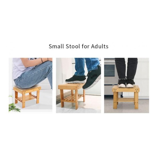 SRB3 Bamboo Bathroom Stool with Shelf Furniture, Kitchen and bathroom furniture, Bamboo furniture, Bathroom furniture image