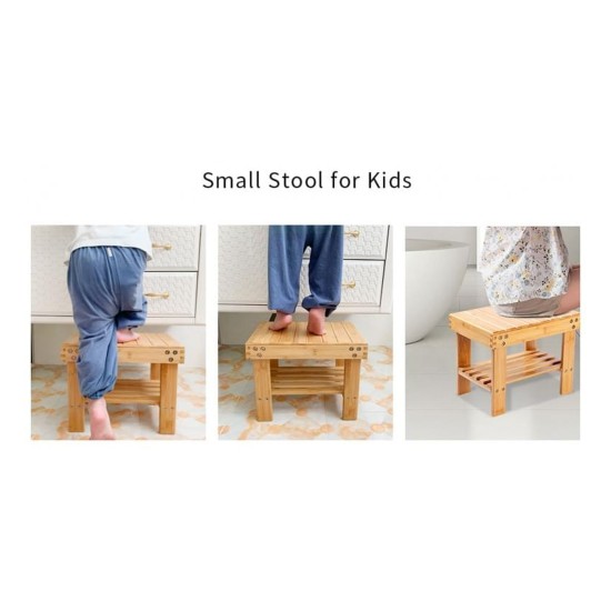 SRB3 Bamboo Bathroom Stool with Shelf Furniture, Kitchen and bathroom furniture, Bamboo furniture, Bathroom furniture image