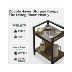 Badger Trolley Side Table with Ashtray (Wood / Black)