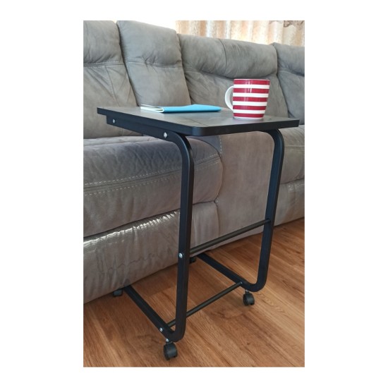Showing image for Miri Laptop Side Table on Castors (Oak / Black / Grey) Miri Laptop Side Table on Castors (Oak / Black / Grey) Furniture, Coffee tables, Coffee Tables, Budget Furniture, Interior Items, Side Tables image