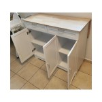 Cuba White Kitchen Island, 123 cm, Three Doors
