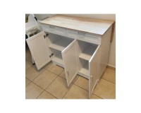 Cuba White Kitchen Island, 123 cm, Three Doors