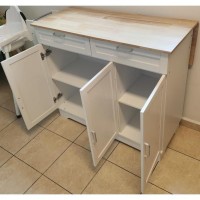 Cuba White Kitchen Island, 123 cm, Three Doors