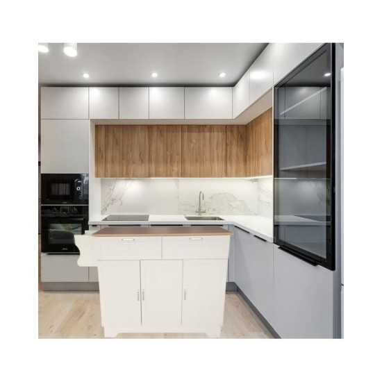 Cuba White Kitchen Island, 123 cm, Three Doors