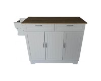 Cuba White Kitchen Island, 123 cm, Three Doors