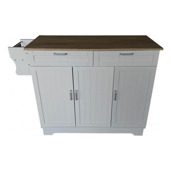 Cuba White Kitchen Island, 123 cm, Three Doors