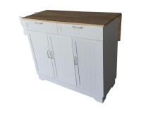 Cuba White Kitchen Island, 123 cm, Three Doors