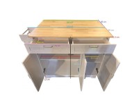 Cuba White Kitchen Island, 123 cm, Three Doors