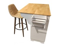 Cuba White Kitchen Island, 123 cm, Three Doors