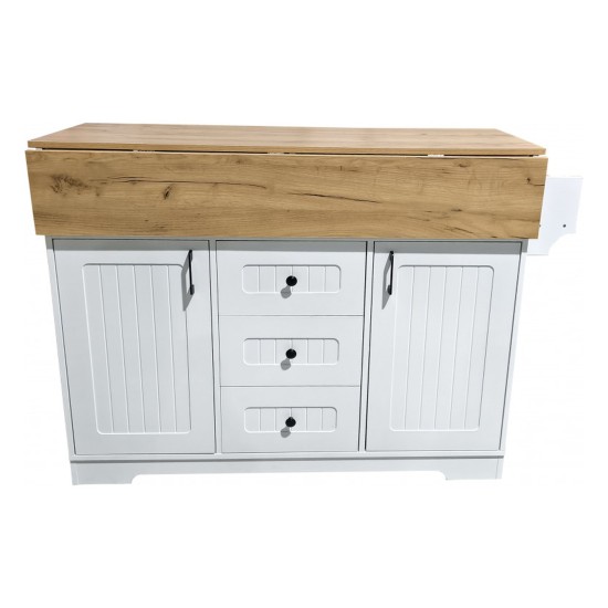 Madagascar Mobile Kitchen Island, Top Folds Both Ways