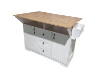 Madagascar Mobile Kitchen Island, Top Folds Both Ways