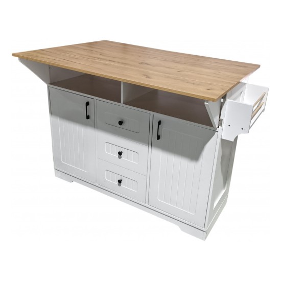 Madagascar Mobile Kitchen Island, Top Folds Both Ways