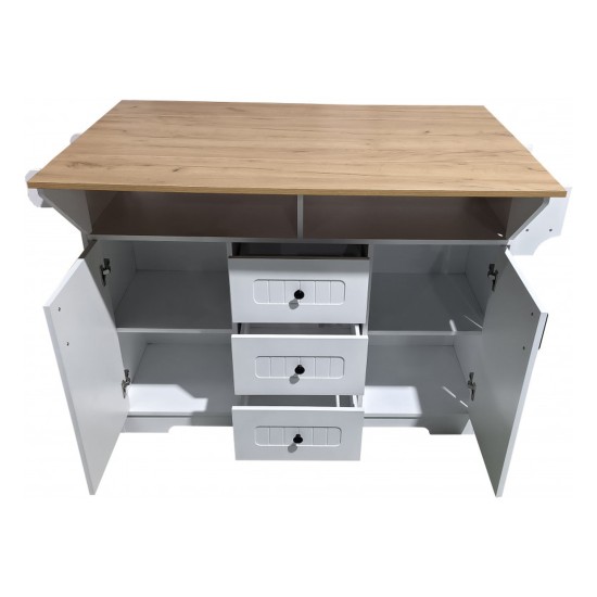 Madagascar Mobile Kitchen Island, Top Folds Both Ways