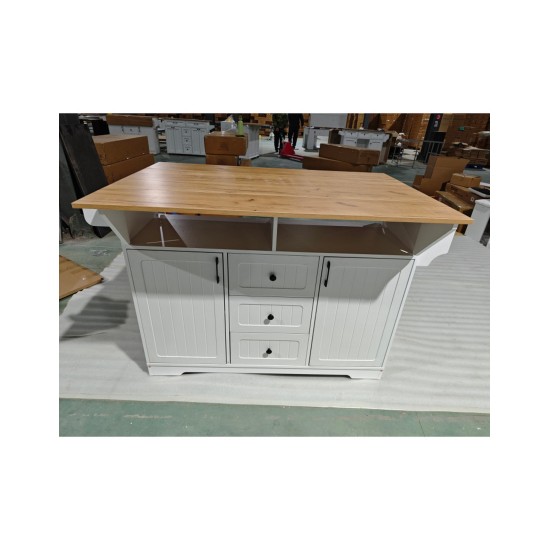 Madagascar Mobile Kitchen Island, Top Folds Both Ways