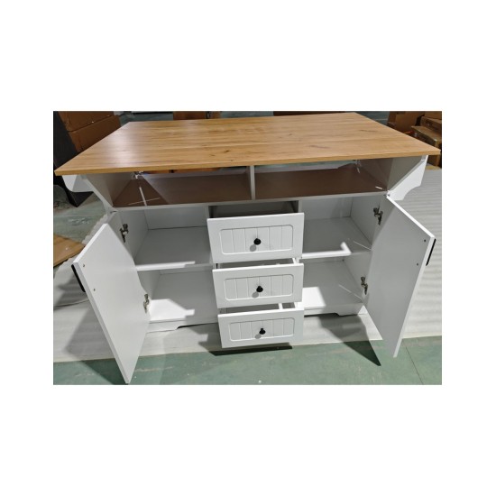Madagascar Mobile Kitchen Island, Top Folds Both Ways