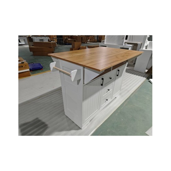 Madagascar Mobile Kitchen Island, Top Folds Both Ways