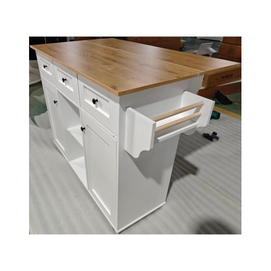 Cyprus Kitchen Island with Drop Leaf Top, 139 cm