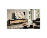 Showing image for Comet TV Stand, 200 cm, Oak and Black Iron Comet TV Stand, 200 cm, Oak and Black Iron Furniture, Living Room Furniture, Budget Furniture, TV Units on High Legs image