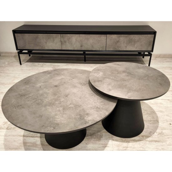 Showing image for Comet TV Stand, 200 cm, Oak and Black Iron Comet TV Stand, 200 cm, Oak and Black Iron Furniture, Living Room Furniture, Budget Furniture, TV Units on High Legs image