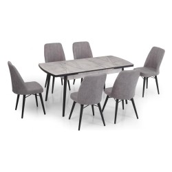 סט אוכל ויקטוריה: שולחן נפתח ושישה כיסאות