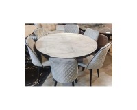 Moon Dining Set: Round Extending Table and 6 Chairs
