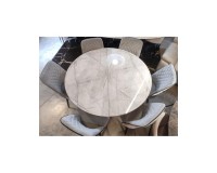 Moon Dining Set: Round Extending Table and 6 Chairs